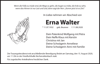 Traueranzeige von Erna Walter von Hersbrucker Zeitung