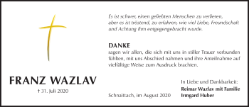 Traueranzeige von Franz Wazlav von Pegnitz-Zeitung
