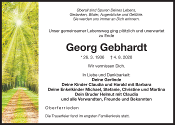 Traueranzeige von Georg Gebhardt von Der Bote