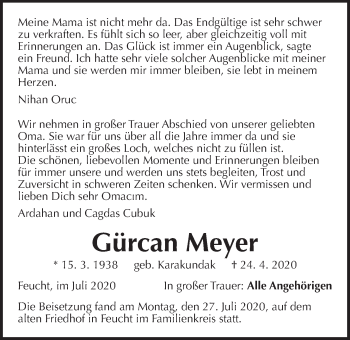 Traueranzeige von Gürcan Meyer von Der Bote