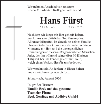 Traueranzeige von Hans Fürst von Pegnitz-Zeitung