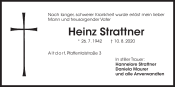 Traueranzeige von Heinz Strattner von Der Bote