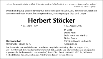 Traueranzeige von Herbert Stöcker von Hersbrucker Zeitung