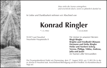 Traueranzeige von Konrad Ringler von Pegnitz-Zeitung