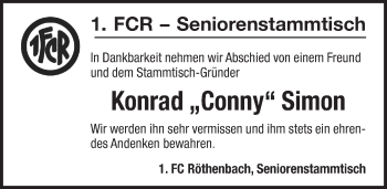 Traueranzeige von Konrad Simon von Pegnitz-Zeitung