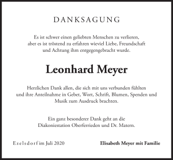 Traueranzeige von Leonhard Meyer von Der Bote