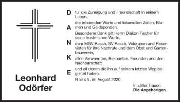 Traueranzeige von Leonhard Odörfer von Der Bote
