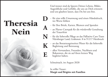 Traueranzeige von Theresia Nein von Pegnitz-Zeitung