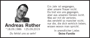 Traueranzeige von Andreas Rother von Der Bote