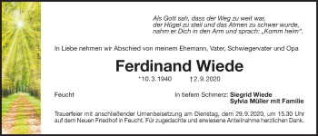 Traueranzeige von Ferdinand Wiede von Der Bote
