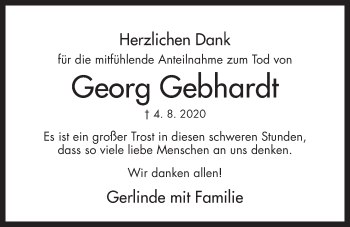 Traueranzeige von Georg Gebhardt von Der Bote