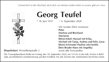 Traueranzeige von Georg Teufel von Pegnitz-Zeitung