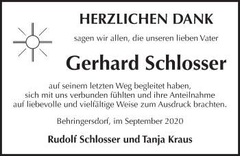 Traueranzeige von Gerhard Schlosser von Pegnitz-Zeitung
