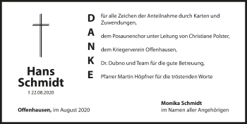 Traueranzeige von Hans Schmidt von Hersbrucker Zeitung