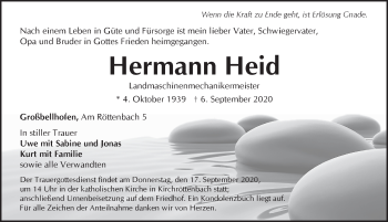 Traueranzeige von Hermann Heid von Pegnitz-Zeitung