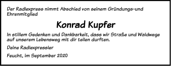 Traueranzeige von Konrad Kupfer von Der Bote