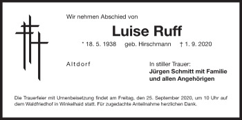 Traueranzeige von Luise Ruff von Der Bote