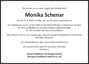 Traueranzeige von Monika Schenar von Der Bote