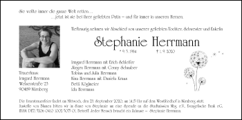 Traueranzeige von Stephanie Herrmann von Der Bote