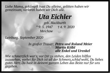 Traueranzeige von Uta Eichler von Der Bote