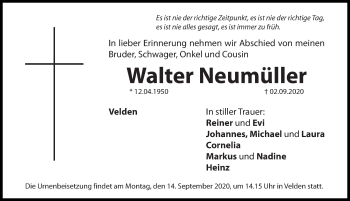Traueranzeige von Walter Neumüller von Hersbrucker Zeitung