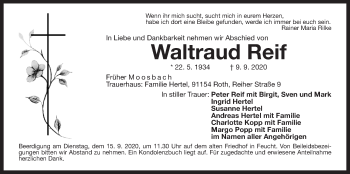 Traueranzeige von Waltraud Reif von Der Bote
