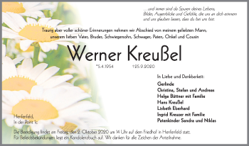 Traueranzeige von Werner Kreußel von Hersbrucker Zeitung