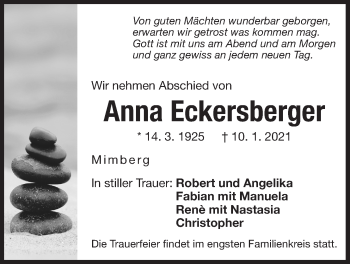 Traueranzeige von Anna Eckersberger von Der Bote