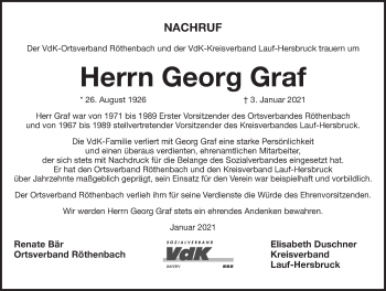 Traueranzeige von Georg Graf von Pegnitz-Zeitung