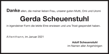 Traueranzeige von Gerda Scheuenstuhl von Der Bote