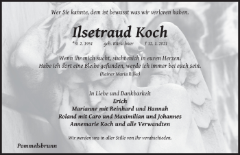 Traueranzeige von Ilsetraud Koch von Hersbrucker Zeitung