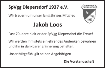 Traueranzeige von Jakob Loos von Pegnitz-Zeitung
