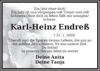 Traueranzeige von Karl-Heinz Endreß von Pegnitz-Zeitung