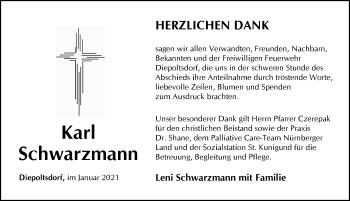 Traueranzeige von Karl Schwarzmann von Pegnitz-Zeitung