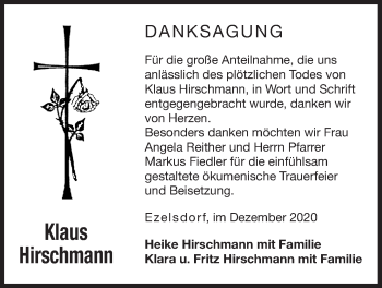 Traueranzeige von Klaus Hirschmann von Der Bote
