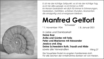 Traueranzeige von Manfred Gelfort von Pegnitz-Zeitung