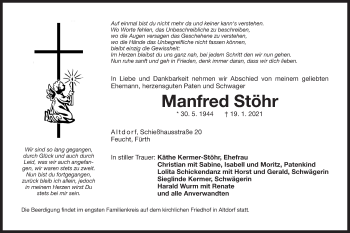 Traueranzeige von Manfred Stöhr von Der Bote