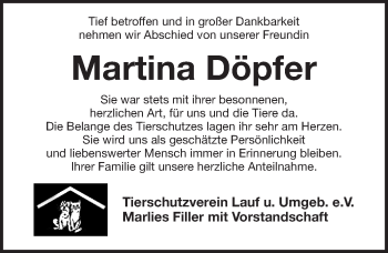 Traueranzeige von Martina Döpfer von Pegnitz-Zeitung
