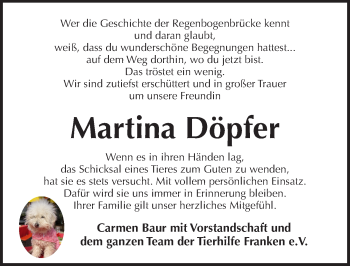 Traueranzeige von Martina Döpfer von Pegnitz-Zeitung