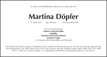 Traueranzeige von Martina Döpfer von Pegnitz-Zeitung