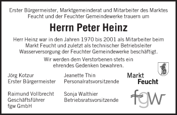 Traueranzeige von Peter Heinz von Der Bote
