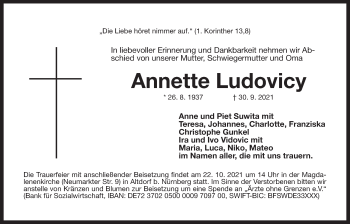 Traueranzeige von Annette Ludovicy von Der Bote