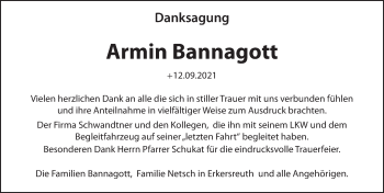 Traueranzeige von Armin Bannagott von Hersbrucker Zeitung