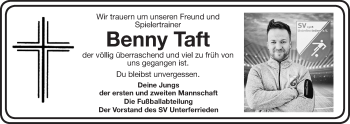 Traueranzeige von Benny Taft von Der Bote