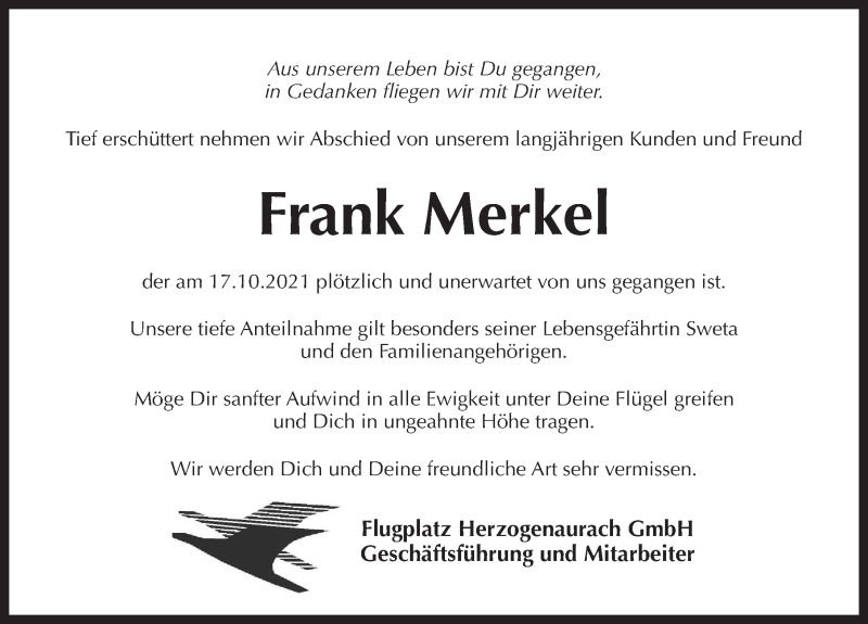  Traueranzeige für Frank Merkel vom 30.10.2021 aus Pegnitz-Zeitung