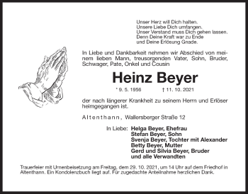 Traueranzeige von Heinz Beyer von Der Bote