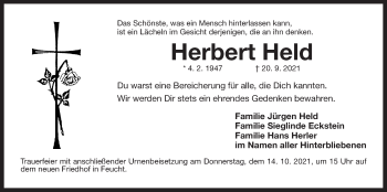 Traueranzeige von Herbert Held von Der Bote