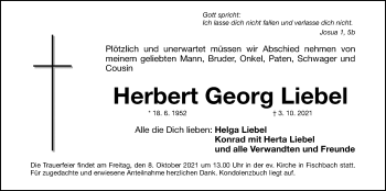 Traueranzeige von Herbert Georg Liebel von Der Bote