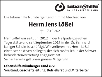 Traueranzeige von Jens Lößel von Der Bote