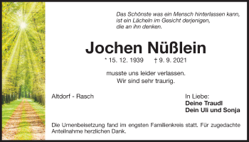 Traueranzeige von Jochen Nüßlein von Der Bote